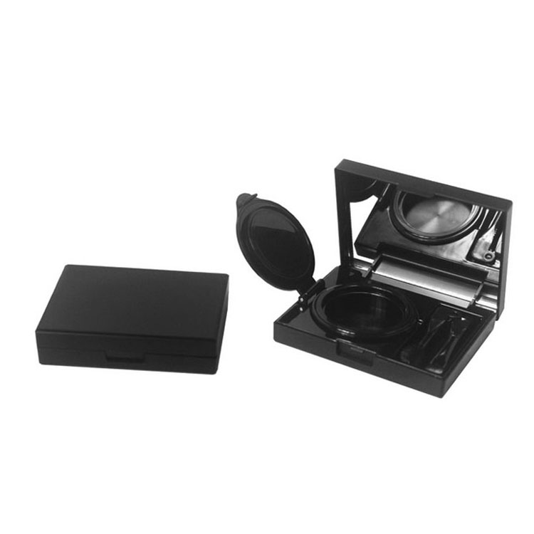 Cushion eyebrow case makeup containers plastic inject black with  brush and mirror C3310