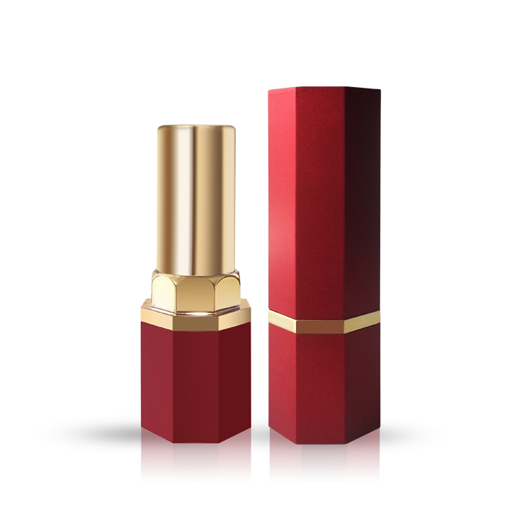 custom lipstick packaging Wholesale lipstick tube empty octagon spraying matte red lip balm case C3611A
