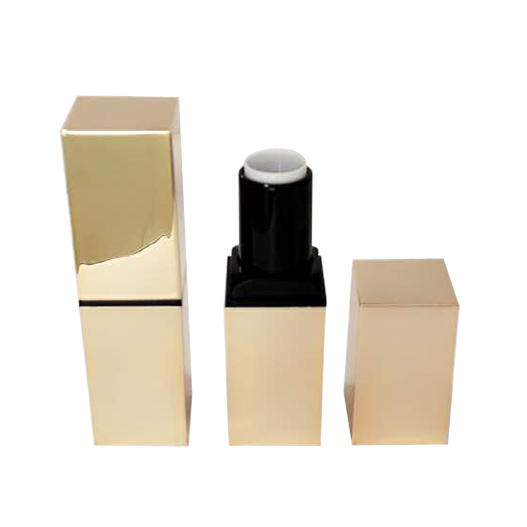Wholesale ABS lipstick tube luxury metalizing square lip balm packaging C3609B