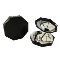 double layers powder compact spraying matte black double grids middle compact powder container C3704