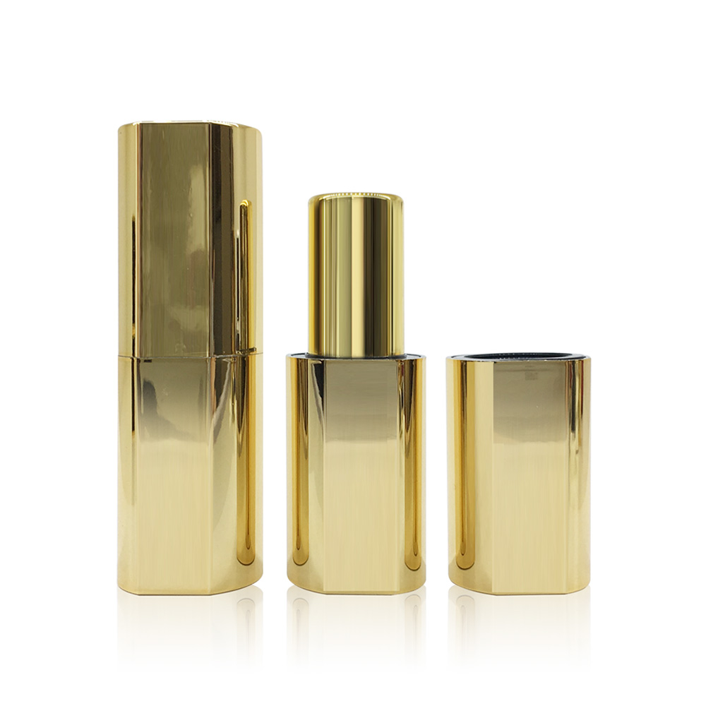 New lipstick tube luxury metalizing magnet unique flat oval shape lip balm packaging C3613B